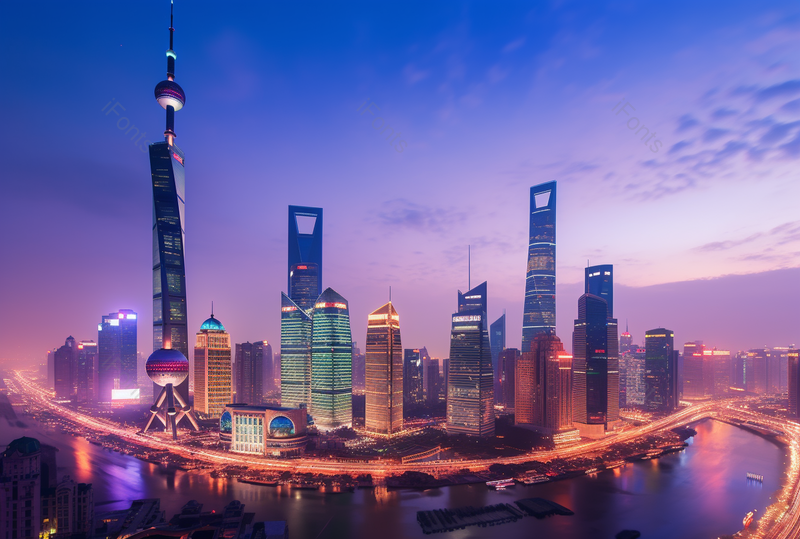 繁华现代都市城市上海东方明珠高楼大厦灯光车流光轨夜景摄影,高清,摄影图,摄影图片,图片大全,摄影图免费下载